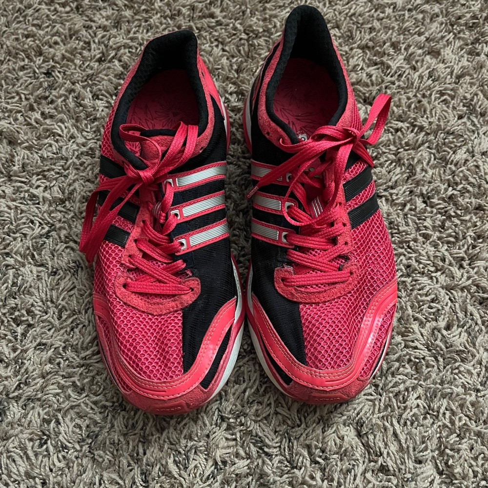 Adidas Pink and Black Sneakers with Breathable Mesh